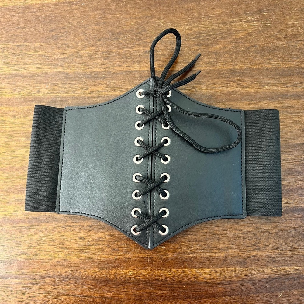 Whimsigoth Lace Up Bustier Belt Witchy Goth Black Grunge Cosplay Bikers Baddie